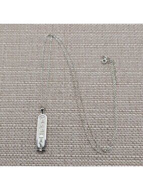 27+2 Inch Sterling Silver Necklace with Egyptian Hieroglyphic Cartouche Pendant
